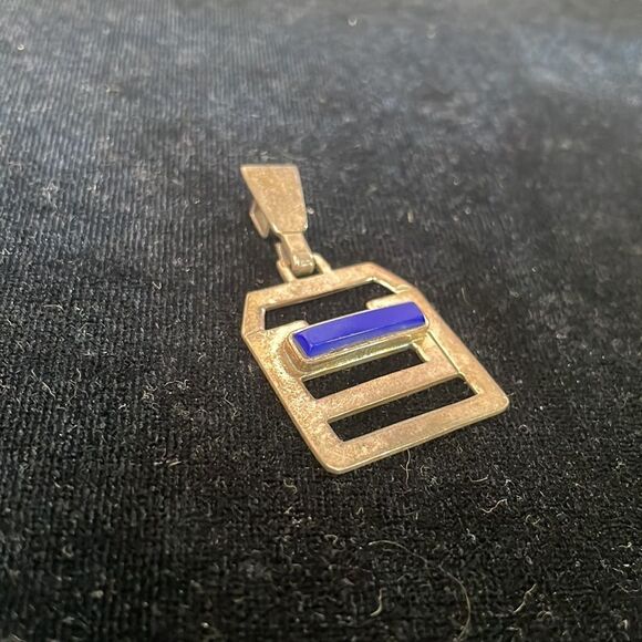 Signed Sterling and Lapis Pendant - Picture 4 of 4